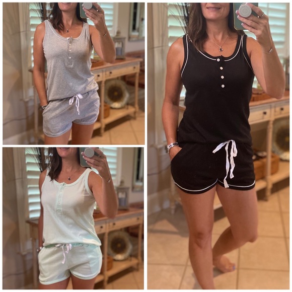 🛍LAST 1 Two Piece Pajama Shorts Lounge Set Gray 2820 - Picture 2 of 4